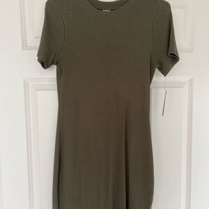 Melrose and Market Khaki Short Sleeve Mini Dress